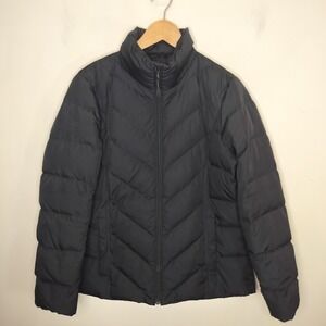 Lands' End Goose Down Puffer Jacket Zip Up Quilted